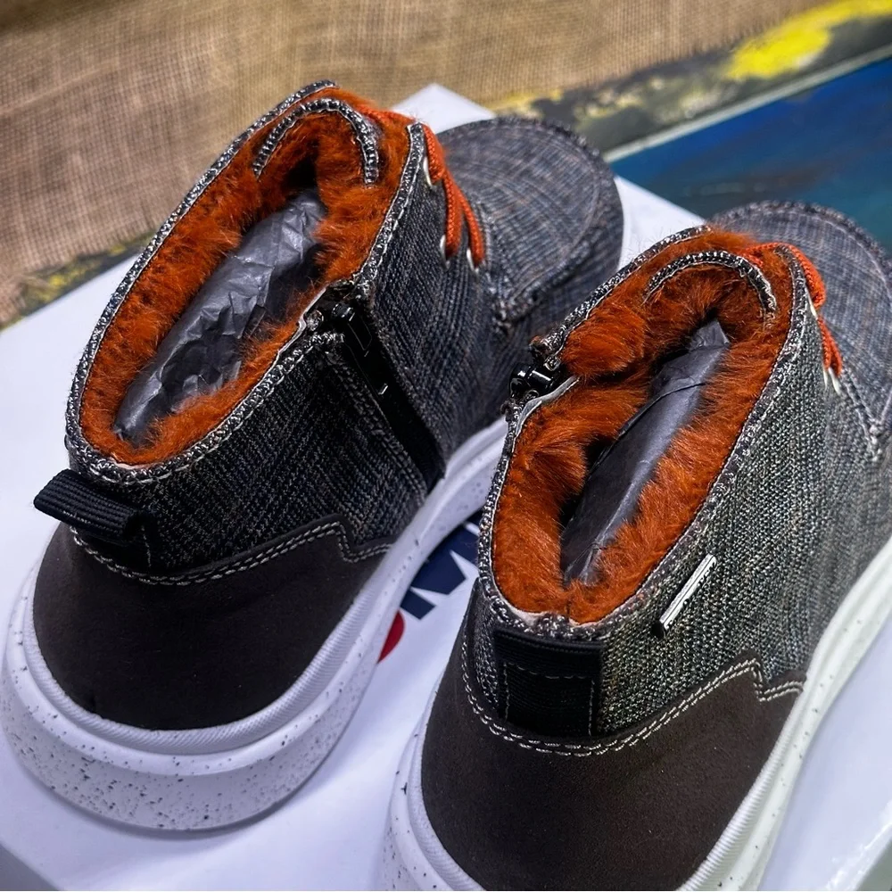Romika Helsinki 02 brown & orange plaid high hi‎ top sneakers boots size 8